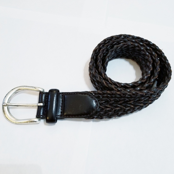 Eddie Bauer Dark Brown Braided Genuine Leather Belt Adjustable Waist Accessory - Picture 2 of 8